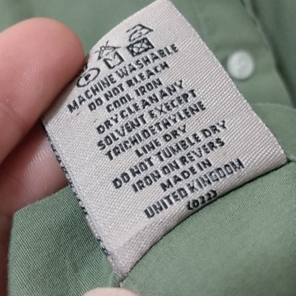 Burberry Army Green Button Down Shirt with Nova Check Trim - Picture 15 of 16